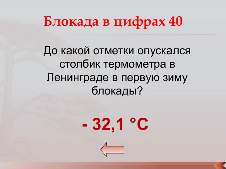 Блокада в цифрах 40 До какой отметки опускался столбик термометра