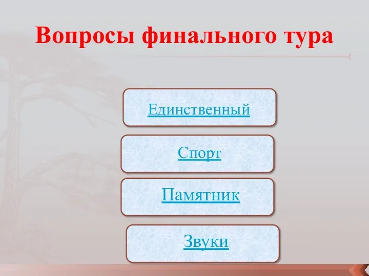 Вопросы финального тура Спорт Единственный Памятник Звуки