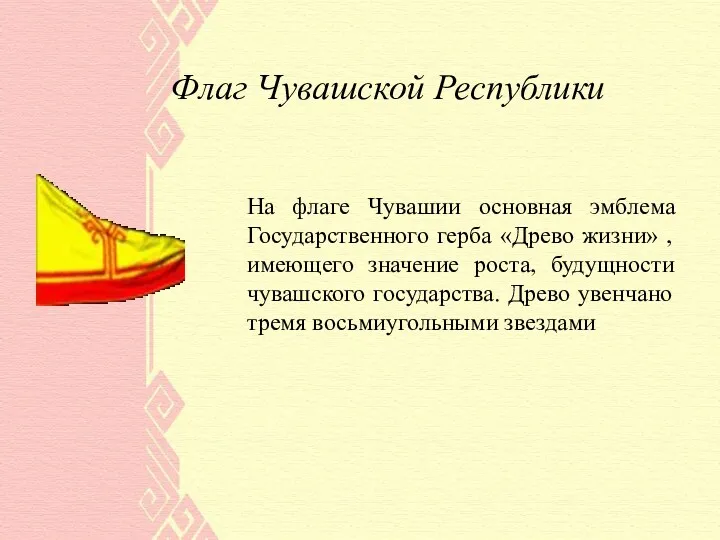 Флаг Чувашской Республики На флаге Чувашии основная эмблема Государственного герба