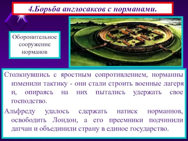 4.Борьба англосаксов с норманами. Столкнувшись с яростным сопротивлением, норманны изменили