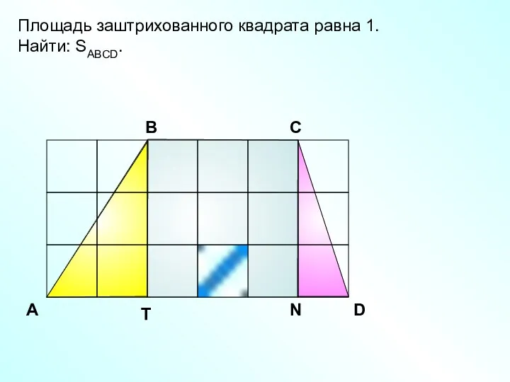 Площадь заштрихованного квадрата равна 1. Найти: SABCD. A В С D