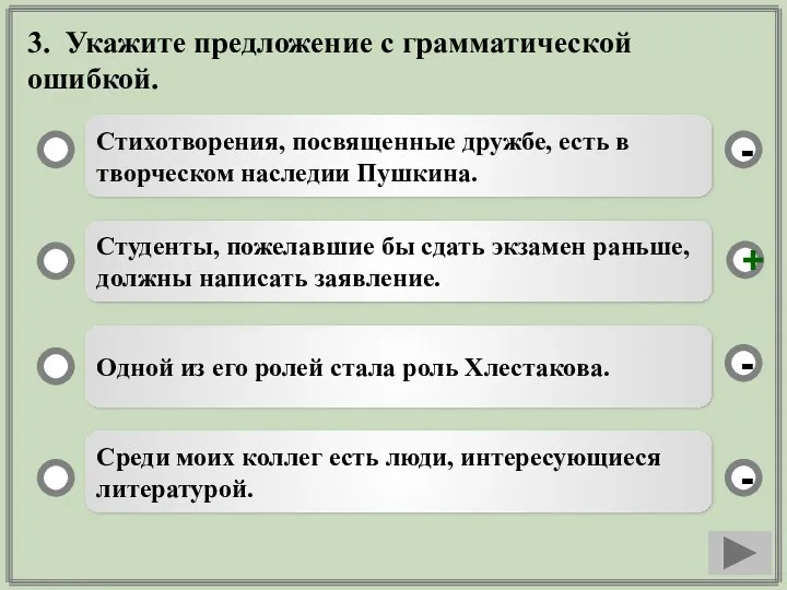 3. Укажите предложение с грамматической ошибкой. Стихотворения, посвященные дружбе, есть