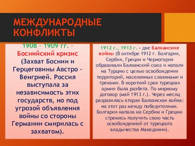 МЕЖДУНАРОДНЫЕ КОНФЛИКТЫ 1908 – 1909 гг. – Боснийский кризис (Захват