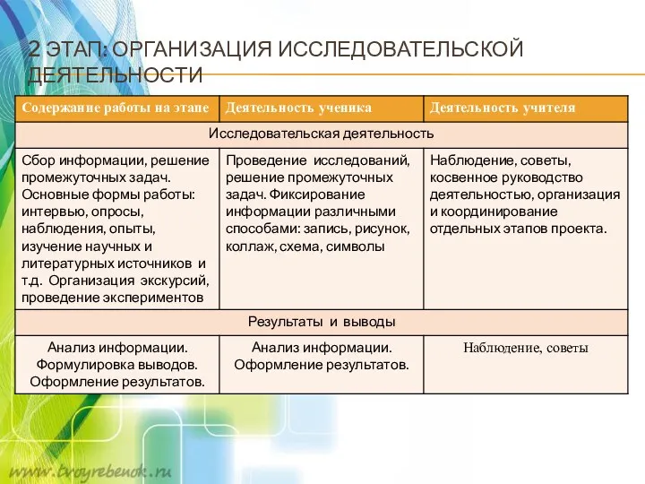 2 этап: Организация исследовательской деятельности