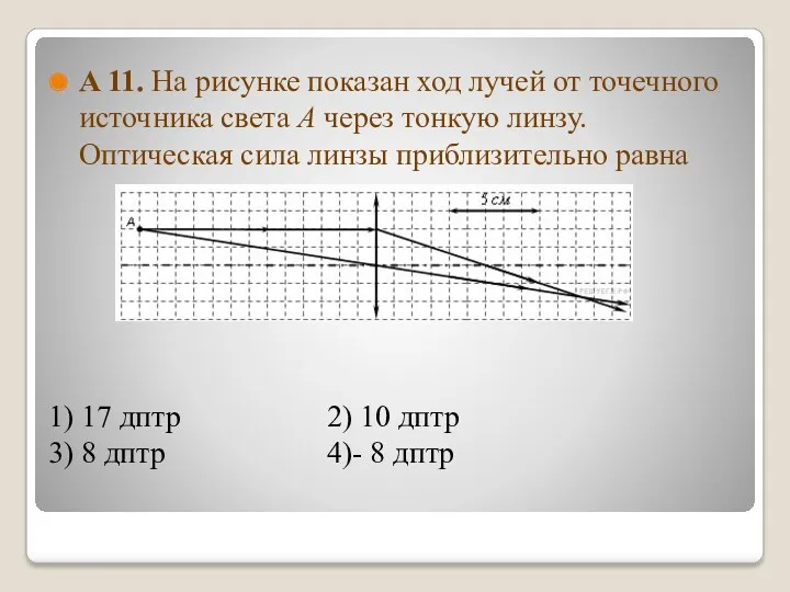 1) 17 дптр 2) 10 дптр 3) 8 дптр 4)-