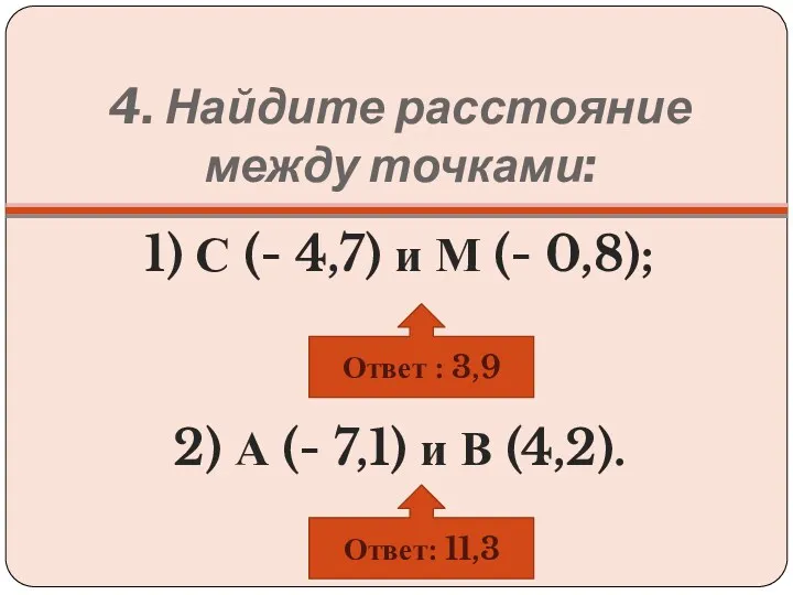 4. Найдите расстояние между точками: 1) С (- 4,7) и