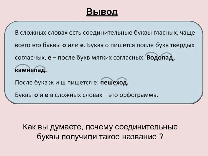 Вывод Как вы думаете, почему соединительные буквы получили такое название ?