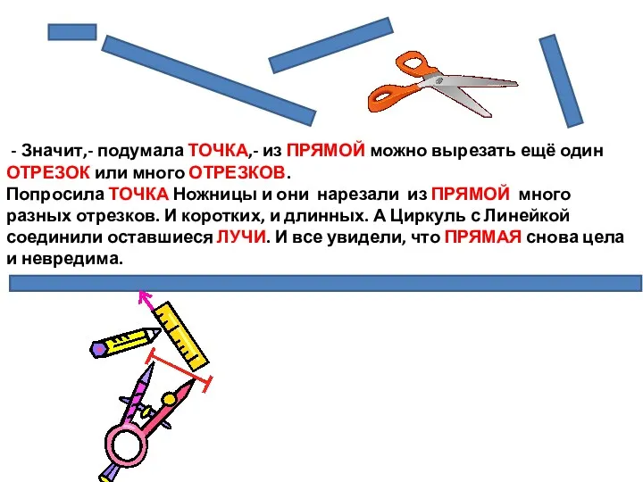 - Значит,- подумала ТОЧКА,- из ПРЯМОЙ можно вырезать ещё один