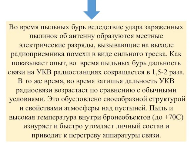 Во время пыльных бурь вследствие удара заряженных пылинок об антенну