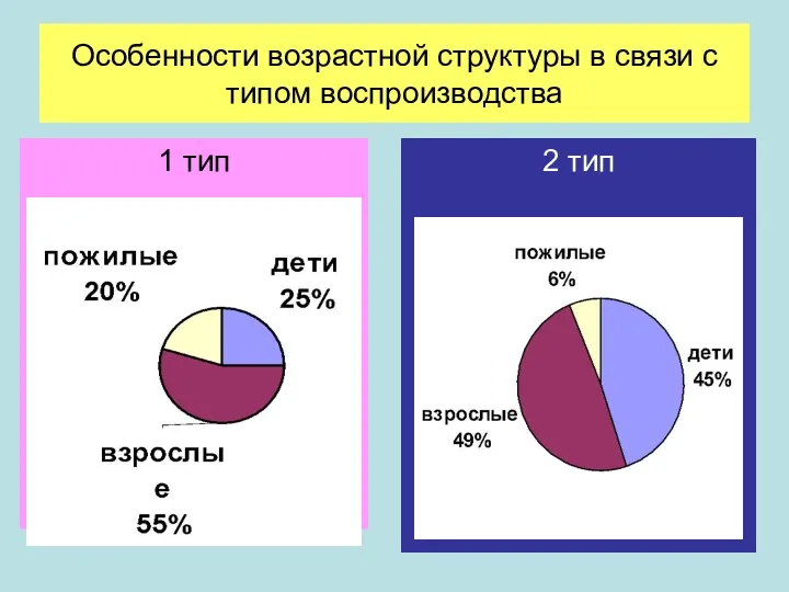 Особенности возрастной структуры в связи с типом воспроизводства 1 тип 2 тип