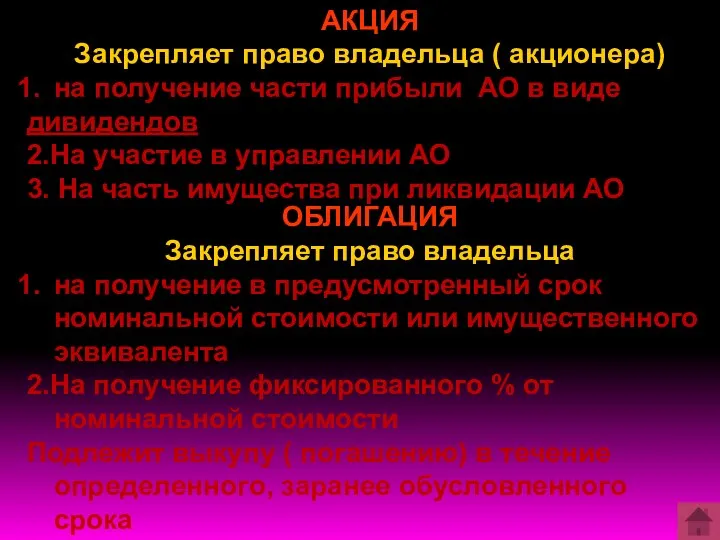 АКЦИЯ Закрепляет право владельца ( акционера) на получение части прибыли