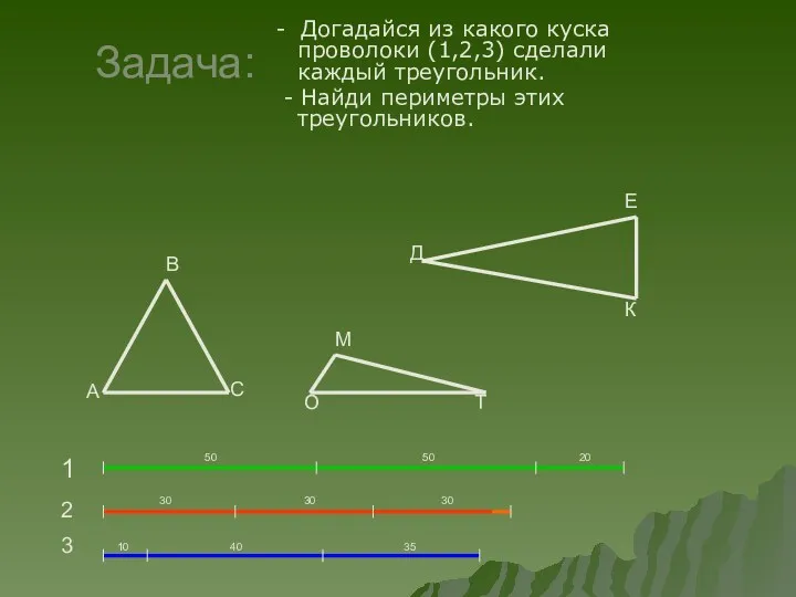 Задача: - Догадайся из какого куска проволоки (1,2,3) сделали каждый