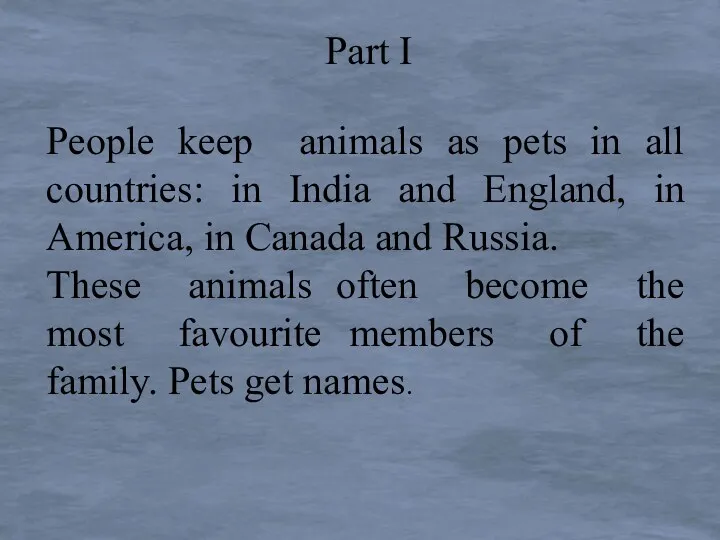People keep animals as pets in all countries: in India and England, in