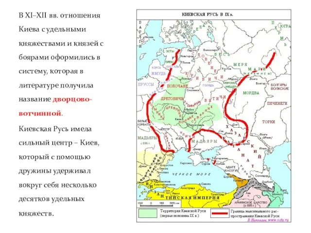 В XI–XII вв. отношения Киева с удельными княжествами и князей с боярами оформились