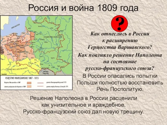 Россия и война 1809 года Как отнеслись в России к