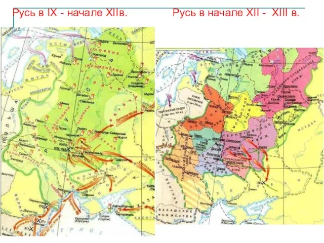 Русь в IX - начале XIIв. Русь в начале XII - XIII в.