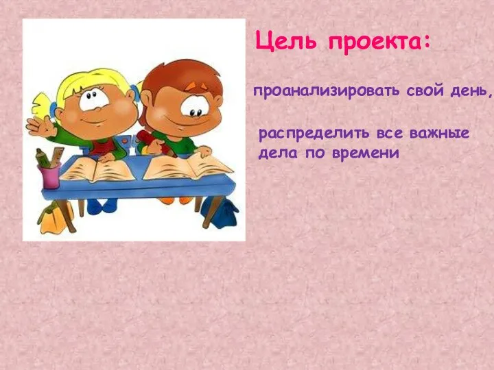 Цель проекта: проанализировать свой день, распределить все важные дела по времени