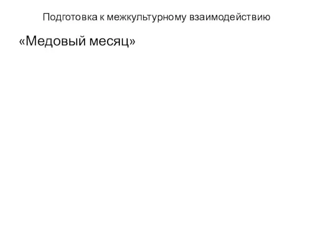 Подготовка к межкультурному взаимодействию «Медовый месяц»