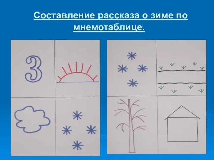 Составление рассказа о зиме по мнемотаблице.