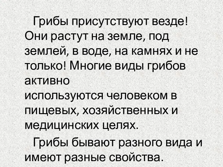 Грибы присутствуют везде! Они растут на земле, под землей, в