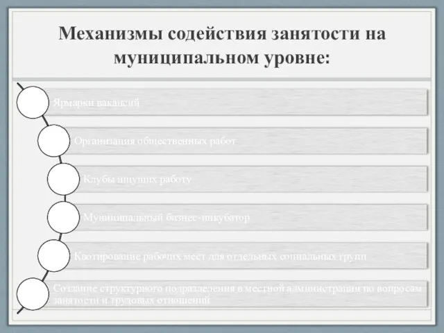 Механизмы содействия занятости на муниципальном уровне: