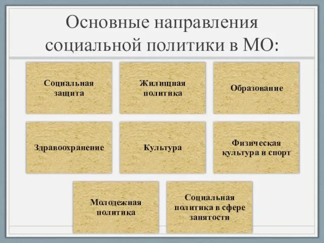 Основные направления социальной политики в МО: