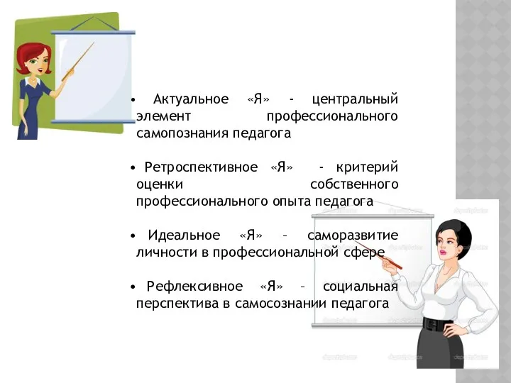 Актуальное «Я» - центральный элемент профессионального самопознания педагога Ретроспективное «Я»