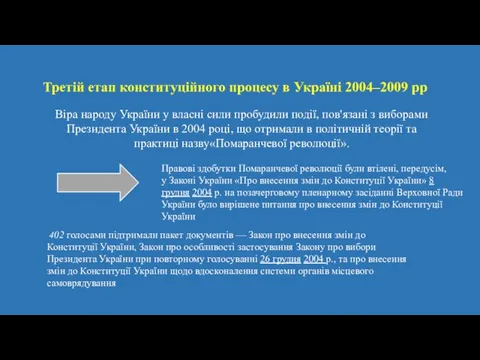 Третій етап конституційного процесу в Україні 2004–2009 рр Віра народу