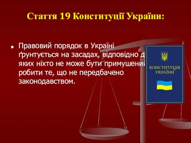 Стаття 19 Конституції України: Правовий порядок в Україні ґрунтується на