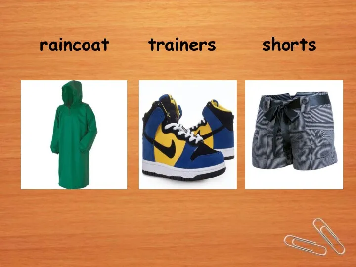 raincoat trainers shorts