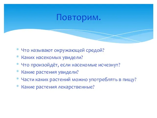 Что называют окружающей средой? Каких насекомых увидели? Что произойдёт, если