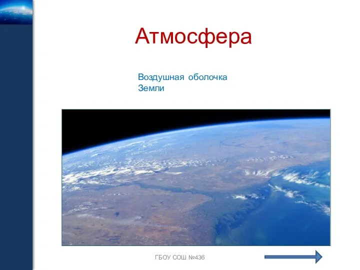 Атмосфера ГБОУ СОШ №436 Воздушная оболочка Земли