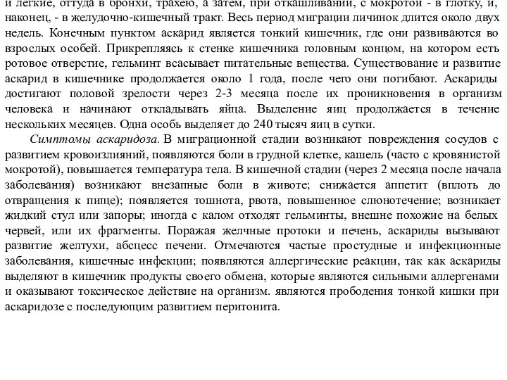 Формы существования. Спустя несколько часов после попадания зрелого яйца аскариды