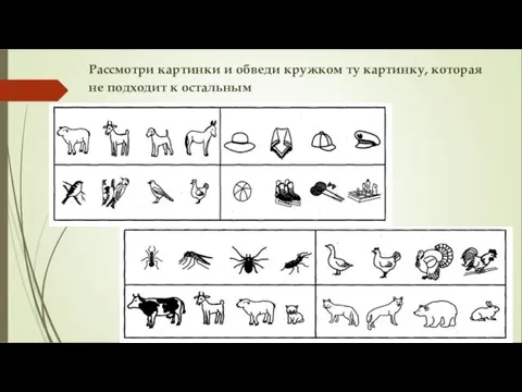 Рассмотри картинки и обведи кружком ту картинку, которая не подходит к остальным