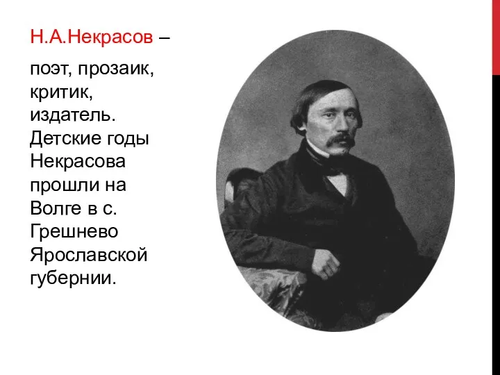 Н.А.Некрасов – поэт, прозаик, критик, издатель. Детские годы Некрасова прошли