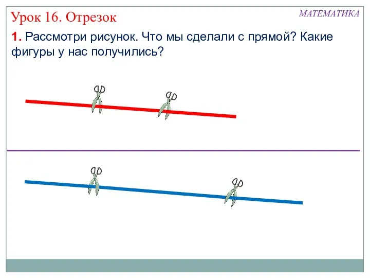 1. Рассмотри рисунок. Что мы сделали с прямой? Какие фигуры