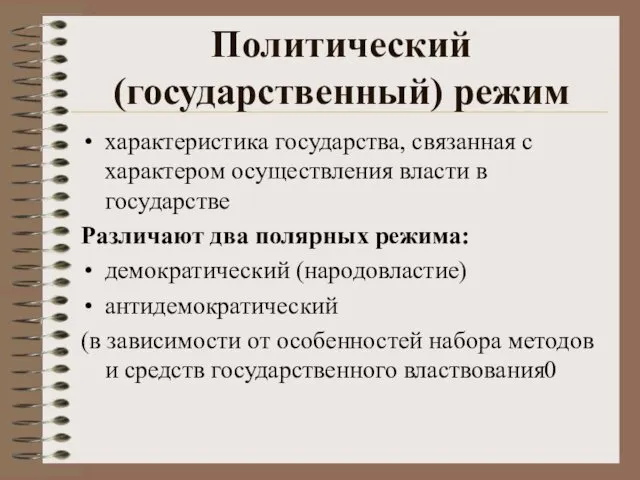 Политический (государственный) режим характеристика государства, связанная с характером осуществления власти