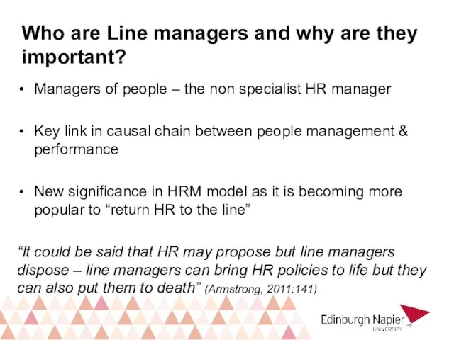 Who are Line managers and why are they important? Managers