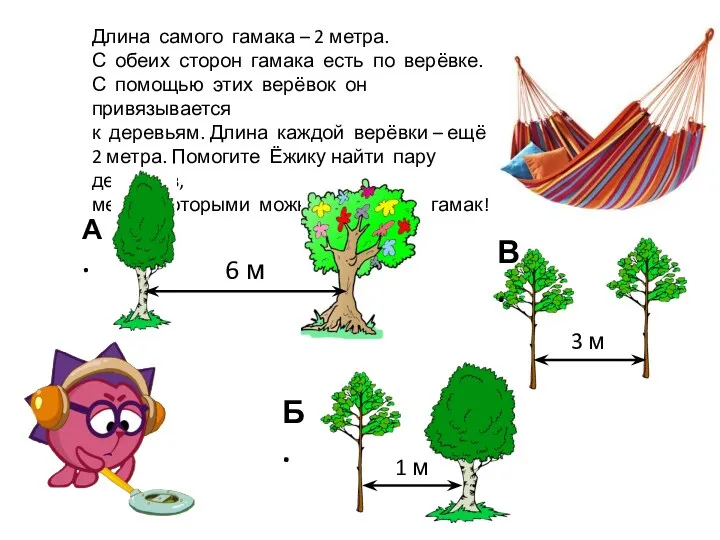 Длина самого гамака – 2 метра. С обеих сторон гамака