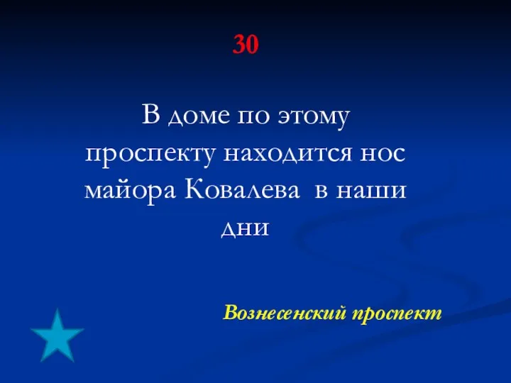 30 В доме по этому проспекту находится нос майора Ковалева в наши дни Вознесенский проспект