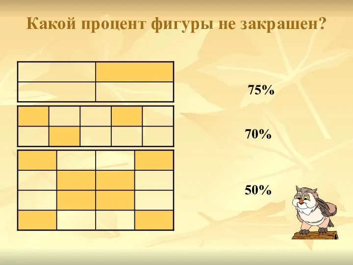 Какой процент фигуры не закрашен? 75% 70% 50%