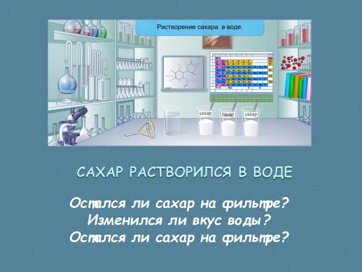 Остался ли сахар на фильтре? Изменился ли вкус воды? Остался ли сахар на фильтре?