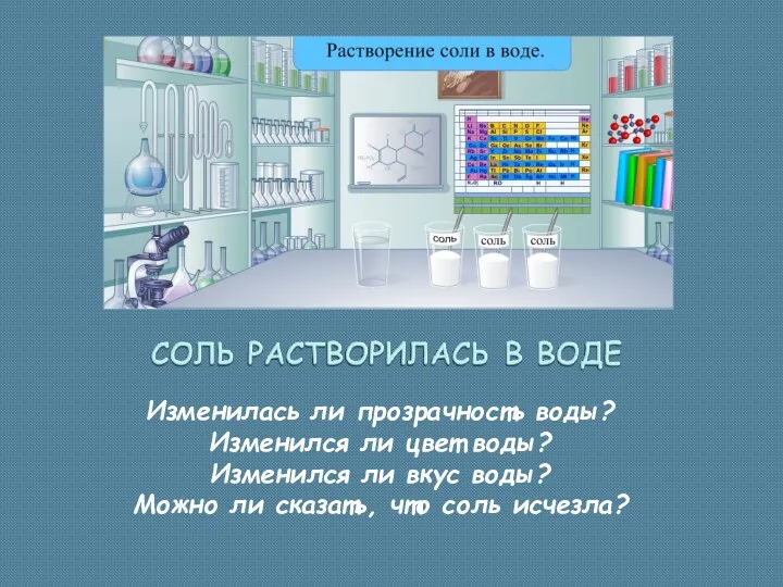 Изменилась ли прозрачность воды? Изменился ли цвет воды? Изменился ли вкус воды? Можно