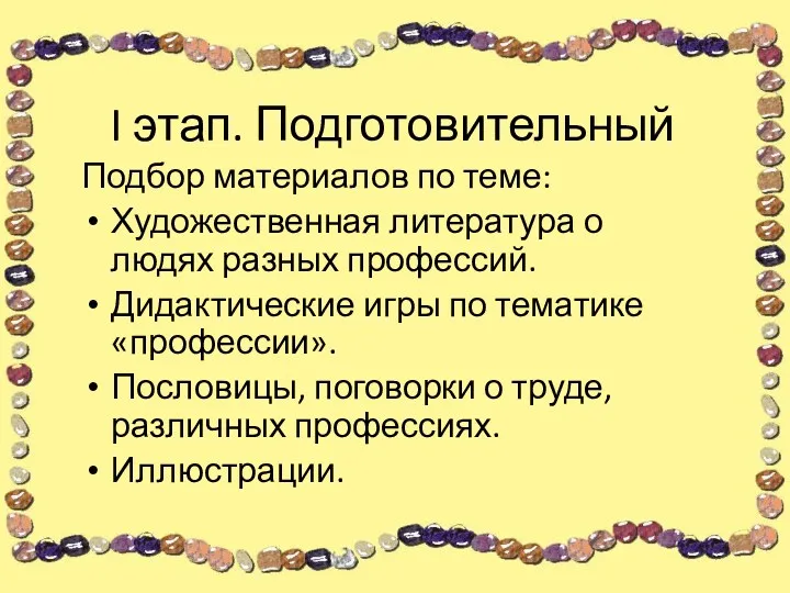 I этап. Подготовительный Подбор материалов по теме: Художественная литература о