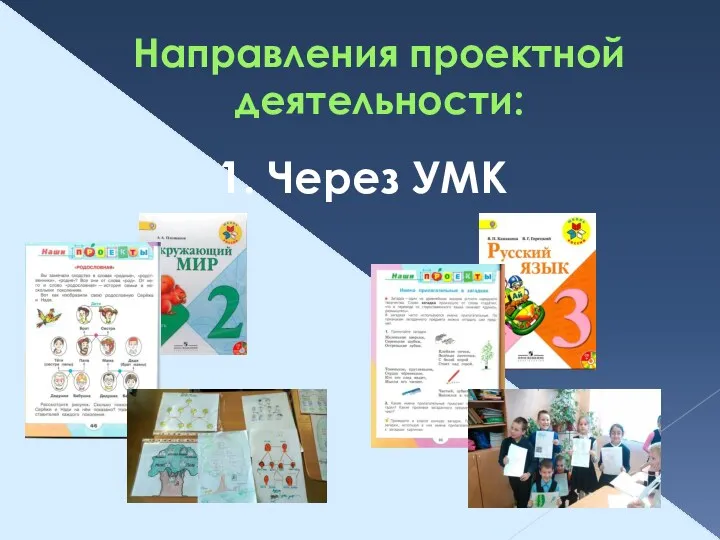 Направления проектной деятельности: 1. Через УМК