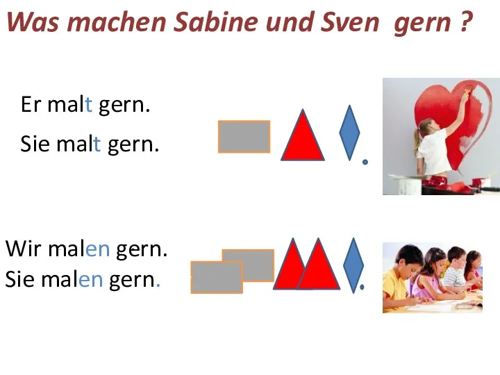 Was machen Sabine und Sven gern ? Wir malen. Sie malen. Er malt