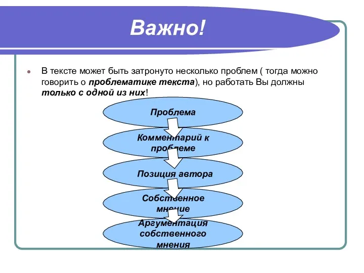 Важно! В тексте может быть затронуто несколько проблем ( тогда