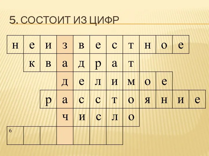 5. Состоит из цифр