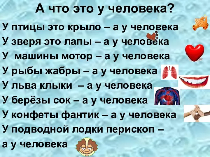 А что это у человека? У птицы это крыло – а у человека