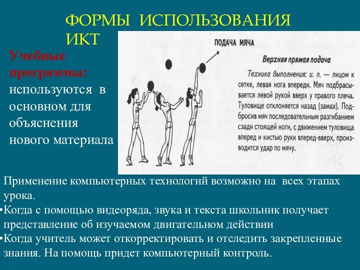 ФОРМЫ ИСПОЛЬЗОВАНИЯ ИКТ Учебные программы: используются в основном для объяснения